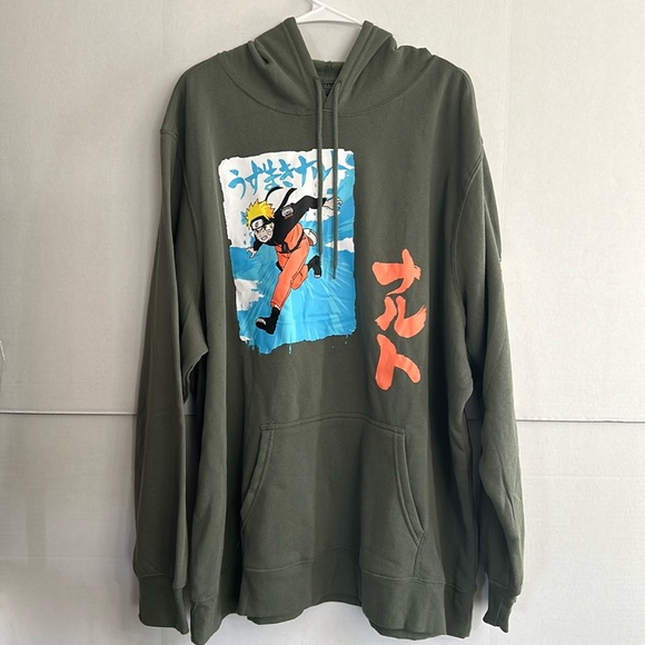 Naruto shippuden colection pullover hoodie mens size 3XL olive geeen NWOT - Picture 1 of 6